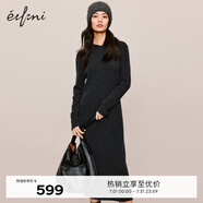 伊芙麗戴帽百搭可機(jī)洗羊毛連衣裙2023冬裝新款氣質(zhì)高級感茶歇裙子 深灰 S 155/80A