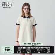 Teenie Weenie小熊夏季撞色Polo休閑通勤簡約白色連衣裙時尚收腰短裙女 乳白色 L (170)