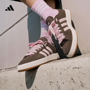 adidas「面包鞋」GRAND COURT BASE 00s休閑低幫板鞋男女阿迪達(dá)斯   巖層深土地棕/清澈粉/漢玉白   36.5