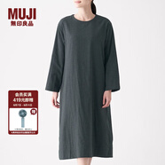 無印良品 MUJI 女式 印度棉雙層紗織 圓領(lǐng)連衣裙 BCL10C0S 炭灰色 XS-S