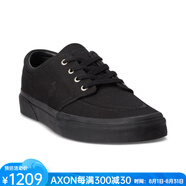 保羅拉夫勞倫（Polo Ralph Lauren）男鞋F(xiàn)axon 帆布鞋系帶平底小馬駒秋季休閑鞋奢侈品潮牌歐美休閑鞋 Black 11.5 =44.5歐碼