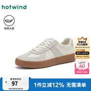 熱風(fēng)（Hotwind）男鞋春秋季新款德訓(xùn)鞋男士時尚休閑板鞋百搭純色小白鞋子系帶 89米杏 （H14M25741） 43 265mm