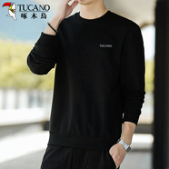 啄木鳥（TUCANO）衛(wèi)衣男士潮流寬松圓領(lǐng)長(zhǎng)袖t恤學(xué)生時(shí)尚休閑套頭上衣男 黑色B XL 