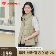 坦博爾羽絨服馬甲女立領(lǐng)寬松外搭短款羽絨背心外套TD236006 奶茶棕 160