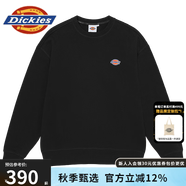 dickies春夏logo貼布繡休閑美式圓領(lǐng)毛圈衛衣寬松男女情侶裝 黑色 M
