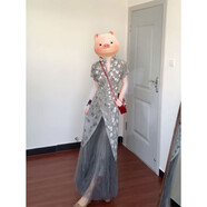 冉藝嵐同款微胖重要場(chǎng)合連衣裙女2025夏季新款新中式輕國風(fēng)冷淡系感穿搭 灰色感拼接裙 S