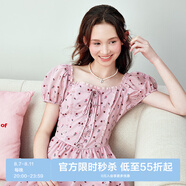 樂町法式樹莓碎花連衣裙雙層蛋糕裙可愛甜美顯瘦長(zhǎng)裙 樹莓碎花短裙（現(xiàn)貨） M