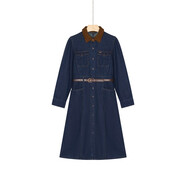 保羅·彼得專(zhuān)柜同款 女士時(shí)尚潮流簡(jiǎn)約復古美式純棉牛仔連衣裙NIECQ00010 蘭色 S (155) 80-90斤