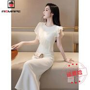 AEMAPE法式獨(dú)特絕美小個(gè)子白色雪紡連衣裙夏季小眾不撞款超好看長(zhǎng)裙子女 白色連衣裙 M 建議100-110斤左右