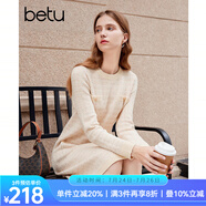 百圖betu女裝秋冬新款連衣裙小香風微收腰氣質(zhì)毛織連衣裙2310T98 杏色 S