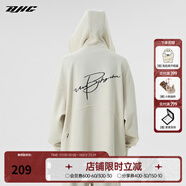 BJHG不計后果春秋簡約刺繡加絨開衫連帽衛(wèi)衣男潮牌歐美風(fēng)寬松情侶外套 白色 M
