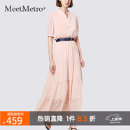 MeetMetro瑪依爾法式仙女連衣裙女2025春新款高端氣質(zhì)純欲風(fēng)裙子禮服長裙 藕粉MG200423 M