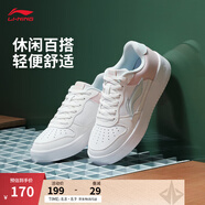 李寧板鞋女鞋夏季百搭透氣小白鞋耐磨運動休閑鞋 【浮舟】云霧白/淺粉色420-4 35.5