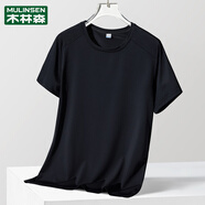 木林森（MULINSEN）冰絲網(wǎng)眼透氣運動(dòng)短袖t恤男夏季薄款圓領(lǐng)寬松休閑上衣體恤 [女]黑色 L