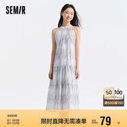 森馬觀園吉聯(lián)名連衣裙女肌理國(guó)風(fēng)夏收腰寬松掛脖長(zhǎng)裙109324114021