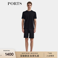 PORTS寶姿男裝2025春夏新品可水洗假兩件長絨棉抗皺圓領(lǐng)短袖T恤 黑色 M