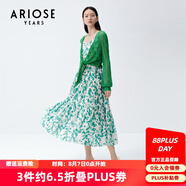艾諾絲雅詩(shī)商場(chǎng)同款夏季新品抽褶抽繩收腰露背碎花連衣裙女20539086 米底綠花 M