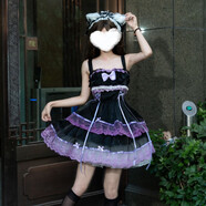 【月影夢】少女原創(chuàng)設(shè)計Lolita洋裝小眾芭蕾風(fēng)jsk吊帶連衣裙 黑紫色jsk+蝴蝶結(jié)x1+飛機盒 S