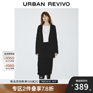 UR2025春季新款女裝慵懶休閑肌理感V領(lǐng)針織開(kāi)衫UWJ950020 正黑 M