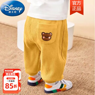 迪士尼（Disney）寶寶褲子春秋新款童裝嬰兒燈芯絨長褲男童加絨休閑褲冬裝女童衛(wèi)褲 (常規(guī)款)黃色  厚款  春秋款 20℃左右 110 cm 建議95-105cm左右
