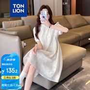 唐獅2025夏女圓領(lǐng)中國風短袖連衣裙