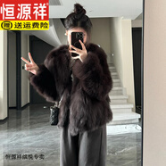 恒源祥2024冬季新款環(huán)保皮草外套女短款皮毛一體仿狐貍毛感毛毛大衣 摩卡灰棕 S