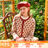 lagogo甜美小香風(fēng)針織衫女拉谷谷女2024年春季新款碎花小個(gè)子開衫 混色(Y0) S