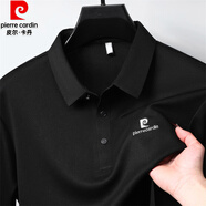 皮爾卡丹（pierre cardin）春秋新款高端無痕長袖T恤男商務(wù)中年爸爸刺繡體恤休閑翻領(lǐng)POLO衫 黑色 XL 175