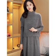 啄木鳥(niǎo)高端西式針織披肩背心連衣裙2025秋冬新款修身長(cháng)裙輕奢氣質(zhì)兩件套 深灰色 M