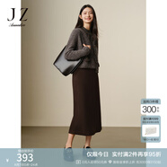 玖姿·安娜蔻商務(wù)通勤簡(jiǎn)潔氣質(zhì)百搭毛呢A字半身腰裙女2024冬款 深咖啡 XL