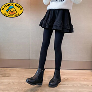 G.DUCKKIDS女童打底褲裙褲秋冬外穿洋氣新款女孩大童韓版假兩件褲裙兒童褲子 黑色 160 cm