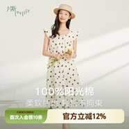 片斷（dribs＆drabs）片斷連衣裙女2025春季新款小飛袖圓領(lǐng)波點(diǎn)法式浪漫溫柔風(fēng)襯衫裙 咖白 165/88A/L