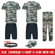 迪伽洛純棉t恤軍訓(xùn)迷彩服全套男女大學(xué)生夏季薄款訓(xùn)練服初高中短袖套裝 灰迷純棉短袖*2+短褲*2+褲+腰+帽 165(適合身高160-165CM)