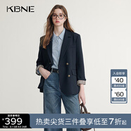 KBNE藏青西裝領(lǐng)短外套女小個(gè)子長袖上衣春秋新款氣質(zhì)學(xué)院風(fēng)外衣 藏青色 XL