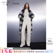 IBUDU2024冬季新款休閑抽繩松緊高腰長(zhǎng)褲加絨保暖直筒褲女 米白色 160/68A/M