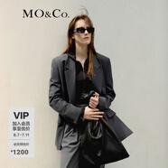 MO&Co.秋彈絲精紡墊肩開(kāi)叉西裝外套MBD3BLA006摩安珂 深花灰色 M 165