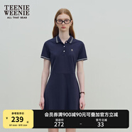 Teenie Weenie小熊休閑通勤氣質(zhì)收腰Polo白色連衣裙夏裝連身裙女裝裙子 藏青色 S (160)