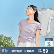 森馬（Semir）短袖t恤女短款緊身夏季圓領正肩上衣V領收腰套頭衫109324100003