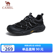 駱駝（CAMEL）踏山男士戶外登山復(fù)古皮面休閑低幫徒步鞋 G14A342696 夜黑色 41