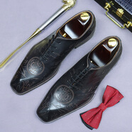阿斯頓名爵（ASTON M.JAZZ）真皮男士正裝商務(wù)皮鞋牛津鞋formalshoes男鞋 灰色 37
