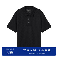 杰帝梵（J.D.V）JDV男裝2025商場同款春夏新款男士黑色編織T恤短袖POLO衫 黑色 M 175/100C