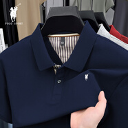 POLO SPORT保羅夏季短袖衫男士純棉體恤打底衫中年商務(wù)休閑polo衫運動(dòng)半袖 深藍色 4XL 建議175-190斤
