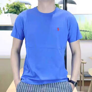 POLO SPORT拉夫勞倫短袖t恤男小馬標(biāo)刺繡純棉T恤男圓領(lǐng)休閑簡(jiǎn)約大方體恤男裝 彩藍(lán)色紅標(biāo) S 100-120體重