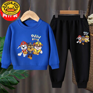 G.DUCKKIDS男女童運(yùn)動(dòng)套裝春秋新款圓領(lǐng)長袖衛(wèi)衣純棉中小童寶寶休閑套裝潮 paw衛(wèi)衣套裝（純棉）-藍(lán)色 120 (建議35-45斤)