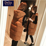 矜持范秋冬新款大碼女裝中長(cháng)款女士馬甲外套女200斤胖妹妹寬松顯瘦服潮 棕色 L 【建議110120斤】