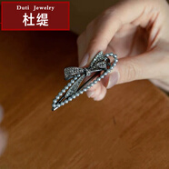 杜緹古典美歐式黑色蝴蝶結鴨嘴夾 精致劉海夾碎發(fā)側邊夾子發(fā)卡發(fā)飾品 古典灰蝴蝶夾