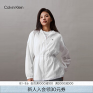 Calvin KleinJeans春夏女輕薄戶外運動透氣ck抽繩收腰修身連帽夾克J223485 YAF-月光白 S