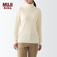 無印良品（MUJI）女式 頸部使用了棉的 可水洗高領(lǐng)毛衣 長(zhǎng)袖打底針織衫 BAG15A2A 米白色 L (165/88A)