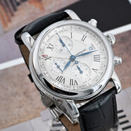 【二手99新】萬寶龍（MONTBLANC）明星系列 自動機(jī)械男士腕表 數(shù)字三眼日顯 42mm羅馬白盤三眼藍(lán)針皮帶U0107113 假一賠三