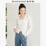 佐丹奴針織衫女辦公室外套純棉開衫女V領(lǐng)外搭薄款空調(diào)衫05350649 16皎白色 XL